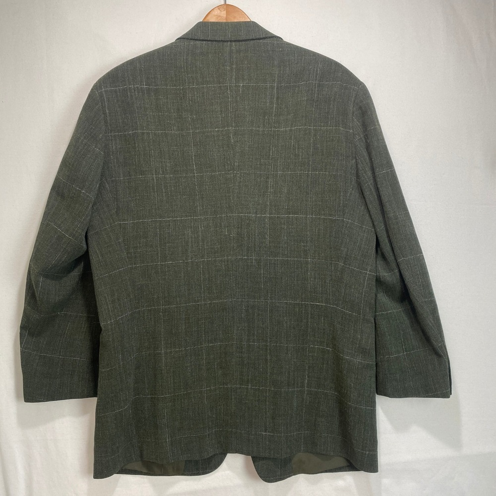 Hugo Boss Mars US Olive Green Windowpane Wool Linen Blazer Sport Coat 42S Mens - Picture 13 of 13